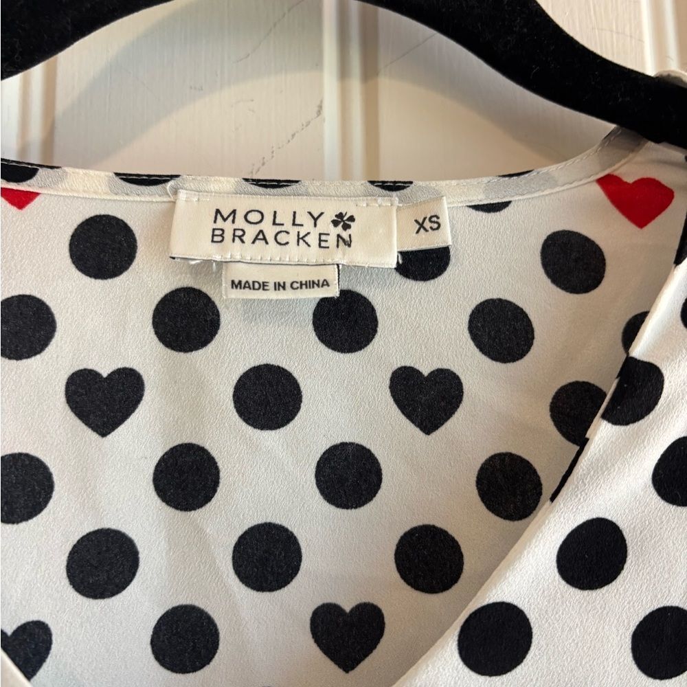 Molly Bracken hearts button down blouse Mandarin Collar Blouse - Picture 3 of 6